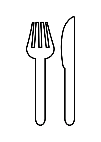 Дизайн. икона вилки и ножа. Иллюстрация силуэта. vecto — стоковый вектор