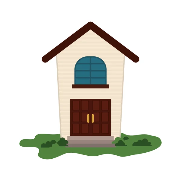 Family House. Home icon with door and windows, isolated graphic — Stock Vector