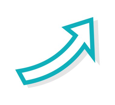 Yön tasarım. Beyaz ve mavi ok simgesi. vektör grafiği