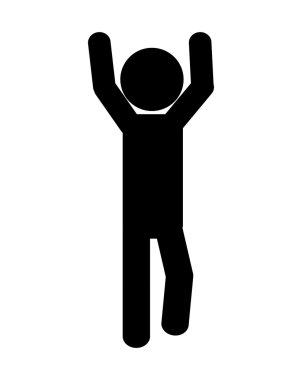 Kişi tasarım. Piktogram eylem simgesi yapıyor. vektör grafiği