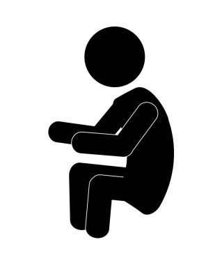 Kişi tasarım. Piktogram eylem simgesi yapıyor. vektör grafiği