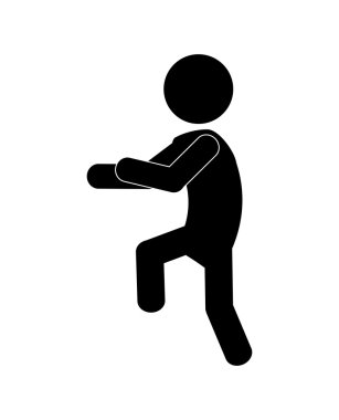 Kişi tasarım. Piktogram eylem simgesi yapıyor. vektör grafiği