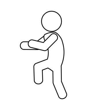 Kişi tasarım. Piktogram eylem simgesi yapıyor. vektör grafiği