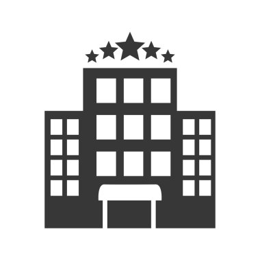 Kapı ve pencereler, vektör grafiği ile bina otel