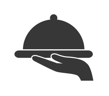 El sunucu bir menü tabak. siluet şekil, vektör grafiği