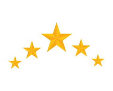 Beş puan tasarım, başarı kavramı, vektör grafiği yıldız şekli