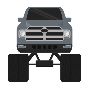 Gri otomobil önde. Ulaşım simgesi. vektör grafiği