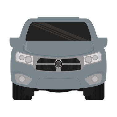 Gri otomobil önde. Ulaşım simgesi. vektör grafiği