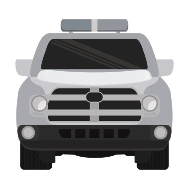 Gri otomobil önde. Ulaşım simgesi. vektör grafiği