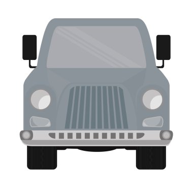 Gri otomobil önde. Ulaşım simgesi. vektör grafiği