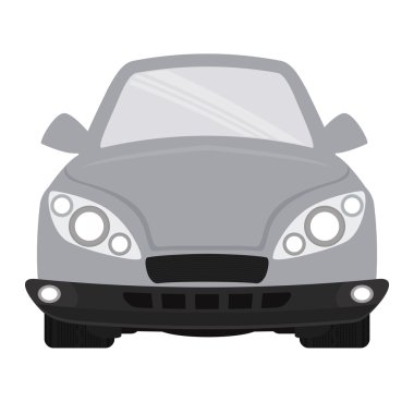 Gri otomobil önde. Ulaşım simgesi. vektör grafiği