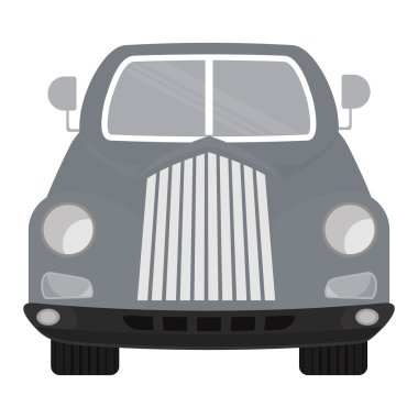 Gri otomobil önde. Ulaşım simgesi. vektör grafiği