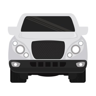 Gri otomobil önde. Ulaşım simgesi. vektör grafiği