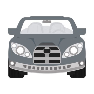 Gri otomobil önde. Ulaşım simgesi. vektör grafiği