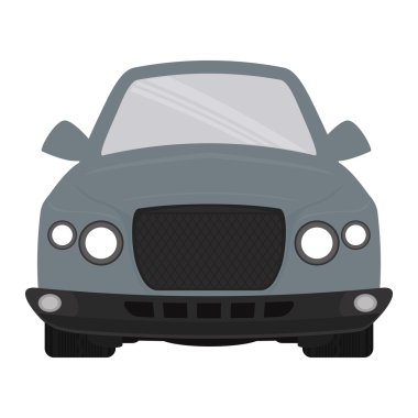 Gri otomobil önde. Ulaşım simgesi. vektör grafiği