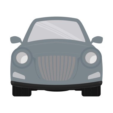 Gri otomobil önde. Ulaşım simgesi. vektör grafiği