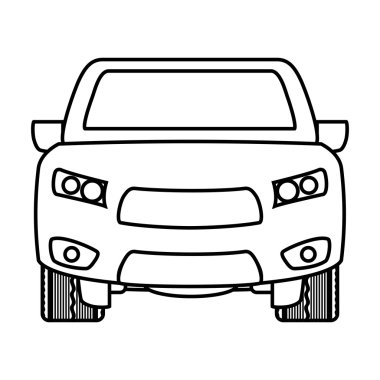 Öndeki otomobil otomobilinin silueti. Ulaşım simgesi. Vektör