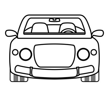 Öndeki otomobil otomobilinin silueti. Ulaşım simgesi. Vektör