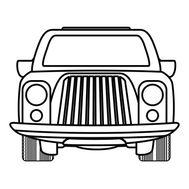 Öndeki otomobil otomobilinin silueti. Ulaşım simgesi. Vektör