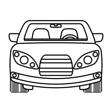 Öndeki otomobil otomobilinin silueti. Ulaşım simgesi. Vektör