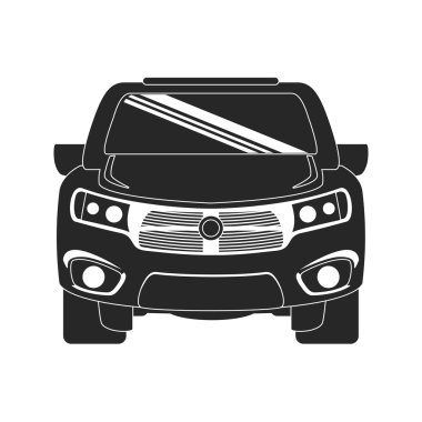 Öndeki otomobil otomobilinin silueti. Ulaşım simgesi. Vektör