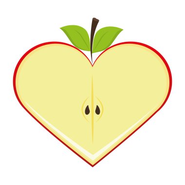 Sağlıklı ve organik gıda. Elma meyve simgesi. vektör grafiği