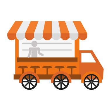 Hızlı ve Sokak gıda konsepti. Dışarıda yemek. kamyon simgesi. Vektör