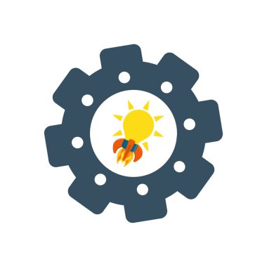 Star up kavramı. Fikir tasarımı. ampul simgesi. Vektör grafiği