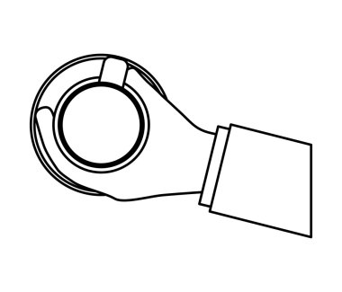 Kahve bardağı konsepti. İnsan el ikonu. Vektör grafiği