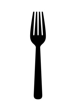 Bir Çatalın silueti. Menü konsepti. vektör grafiği