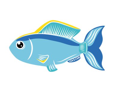 İzole arka plan üzerinde balık tasarımı. Deniz yaşamı simgesi, vektör grap