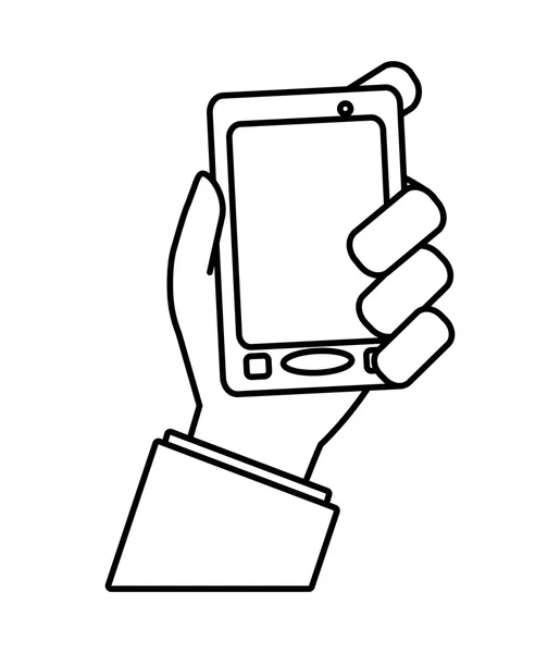 Technologie-Design. Smartphone und Hand-Symbol. Isoliertes Bild. vec — Stockvektor