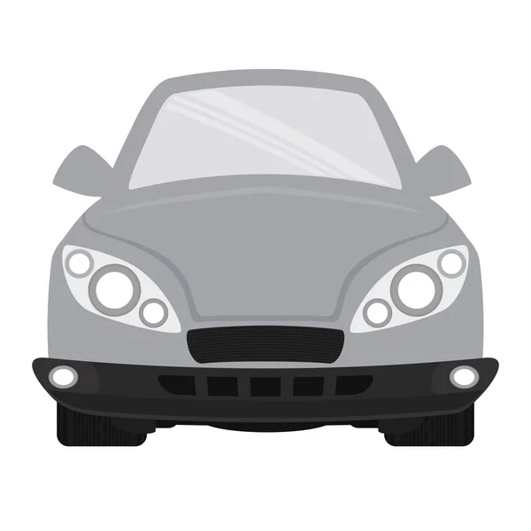 Grey automobile ahead. Transportation icon. vector graphic — Stock Vector