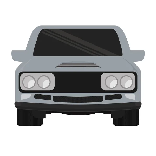 Automóvil gris adelante. Icono de transporte. gráfico vectorial — Vector de stock