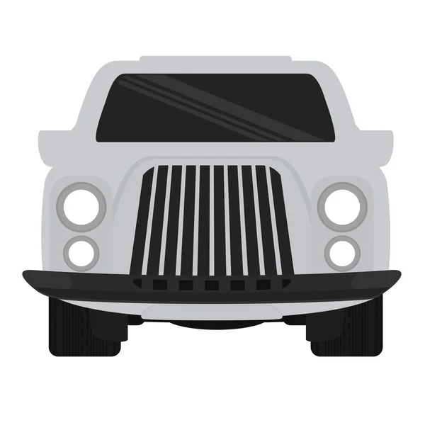 Automóvil gris adelante. Icono de transporte. gráfico vectorial — Vector de stock