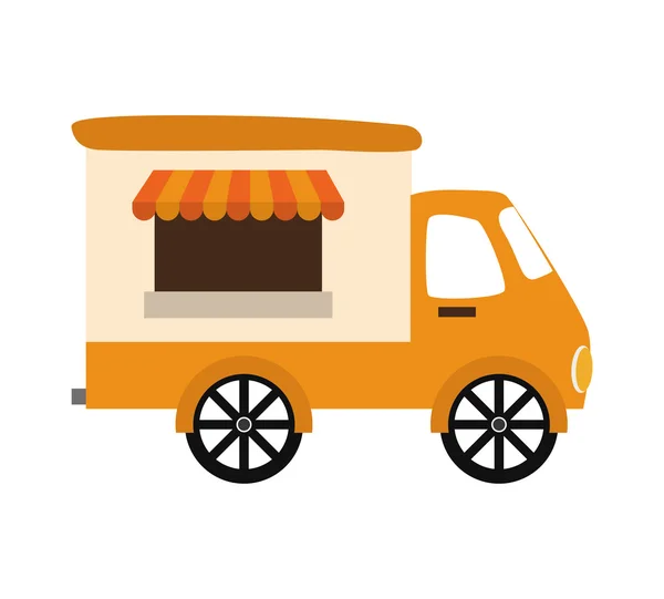 Fast and Street food concept. Mangio fuori. icona del camion. Vettore — Vettoriale Stock