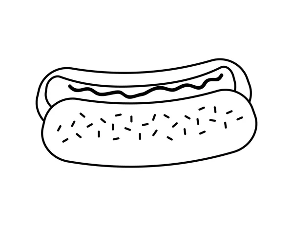 Rychlý a pouliční potravinový koncept. Jedl jsem venku. ikonu Hot doga. Švec — Stockový vektor