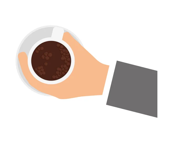 Koffiemok concept. Menselijk hand pictogram. Vectorafbeelding — Stockvector