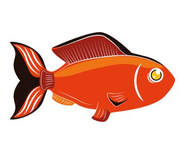 İzole arka plan üzerinde balık tasarımı. Deniz yaşamı simgesi, vektör grap