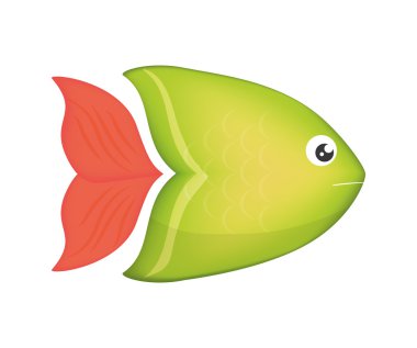 İzole arka plan üzerinde balık tasarımı. Deniz yaşamı simgesi, vektör grap