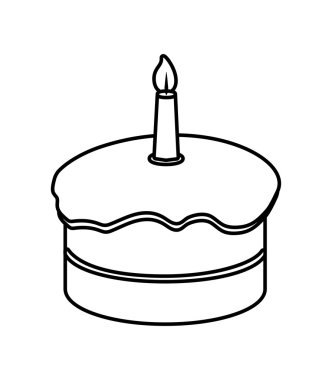 Krema ve mum tasarımı ile Kek. Fırın simgesi. vektör grafiği