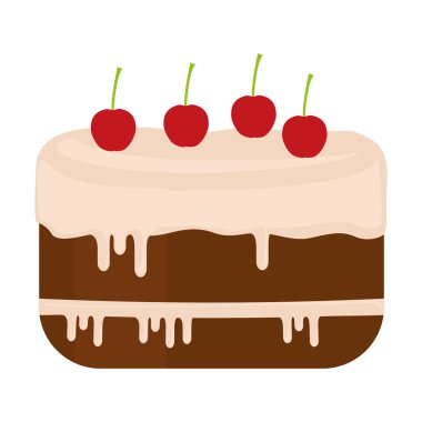 Krema tasarımı ile Kek. Fırın simgesi. vektör grafiği