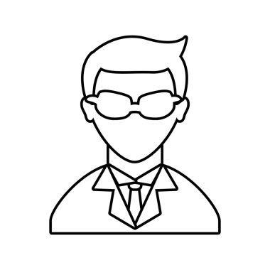 İşadamı konsepti. gözlük simgesi ile erkek kişi. vektör grafiği