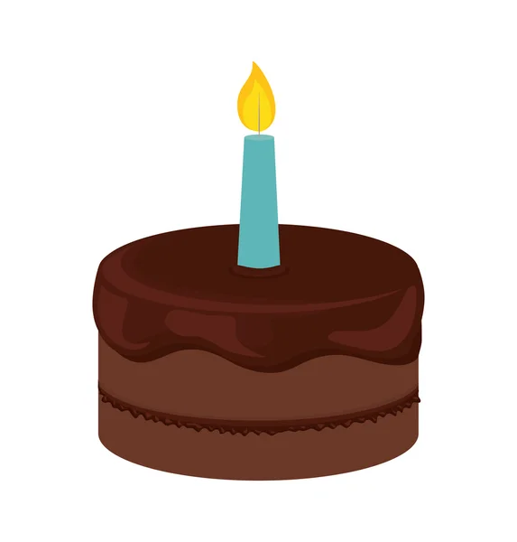 蛋糕与奶油和蜡烛设计。面包店图标。矢量图形 — 图库矢量图片