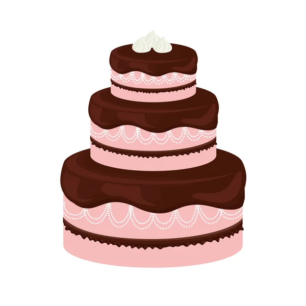 Pastel con diseño crema. Icono de panadería. gráfico vectorial — Vector de stock