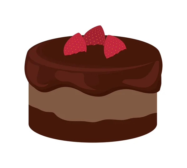 Kuchen mit Sahne und Erdbeer-Design. Bäcker-Ikone. Vektorgraph — Stockvektor
