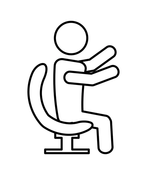 İşadamı konsepti. koltuk simgesi üzerinde erkek piktogram. vektör grafiği — Stok Vektör