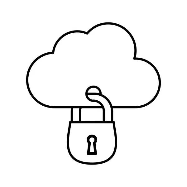 Concept de système de sécurité. cadenas et icône cloud. protection conc — Image vectorielle