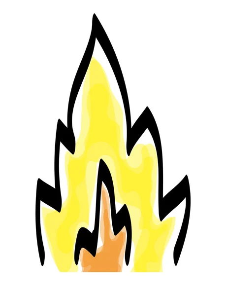 Diseño de llama o fuego. icono del boceto. gráfico vectorial — Vector de stock