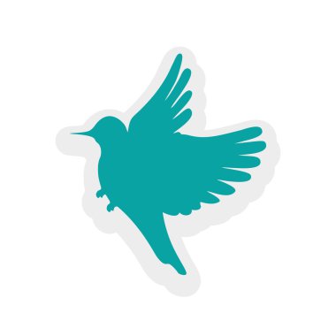 Mavi kuş sticker, hayvan simgesi. Vektör grafiği